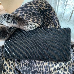 COLE HAAN Black Basketweave Oversized Clutch...NWT